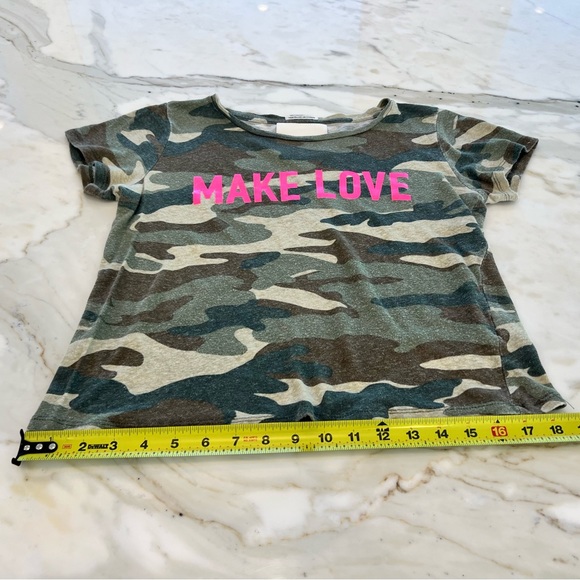 MOTHER MAKE LOVE NOT WAR CAMOUFLAGE LINEN SINFUL BOXY TEE SIZE SMALL - Picture 8 of 13